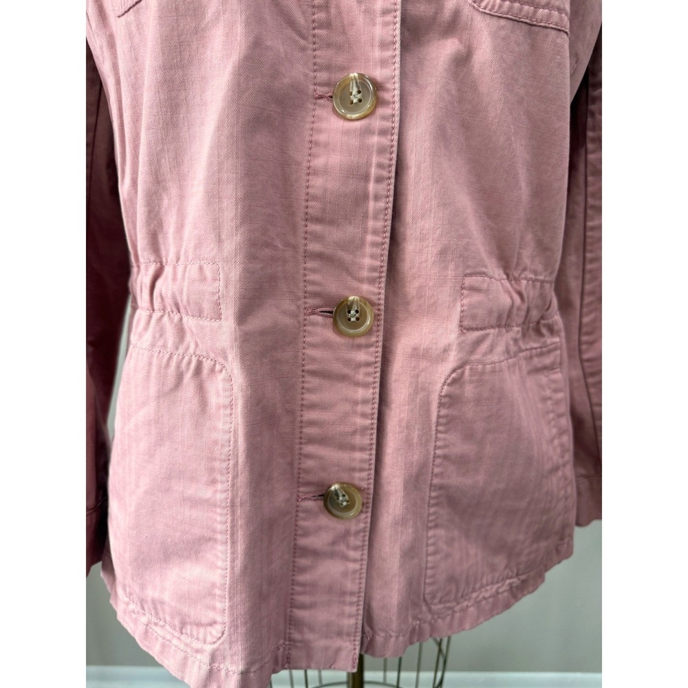 Talbots Pink Utility Jacket Womens Large Cotton Button Front Casual Spring Coat - Picture 3 of 7